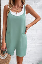 Dreamkue Scoop Neck Spaghetti Straps Loose Fit Solid Romper