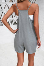 Dreamkue Scoop Neck Spaghetti Straps Loose Fit Solid Romper
