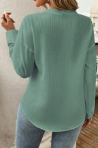 Dreamkue Solid Buttons V Neck Elegant Front Pockets Blouse