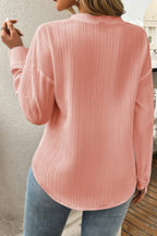 Dreamkue Solid Buttons V Neck Elegant Front Pockets Blouse