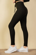 Dreamkue Tie-Front Ribbed Lounge Leggings