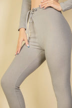 Dreamkue Tie-Front Ribbed Lounge Leggings