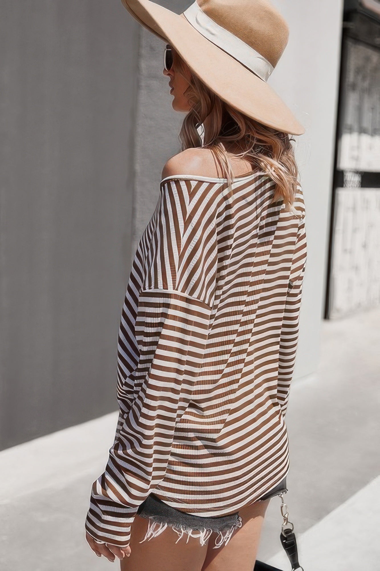 Dreamkue V Neck Short Sleeve Striped Tunic Shirt