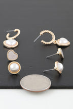 Dreamkue Vintage Style Pearl Hearts Earrings Set