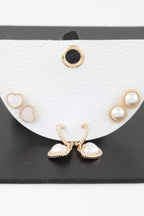 Dreamkue Vintage Style Pearl Hearts Earrings Set