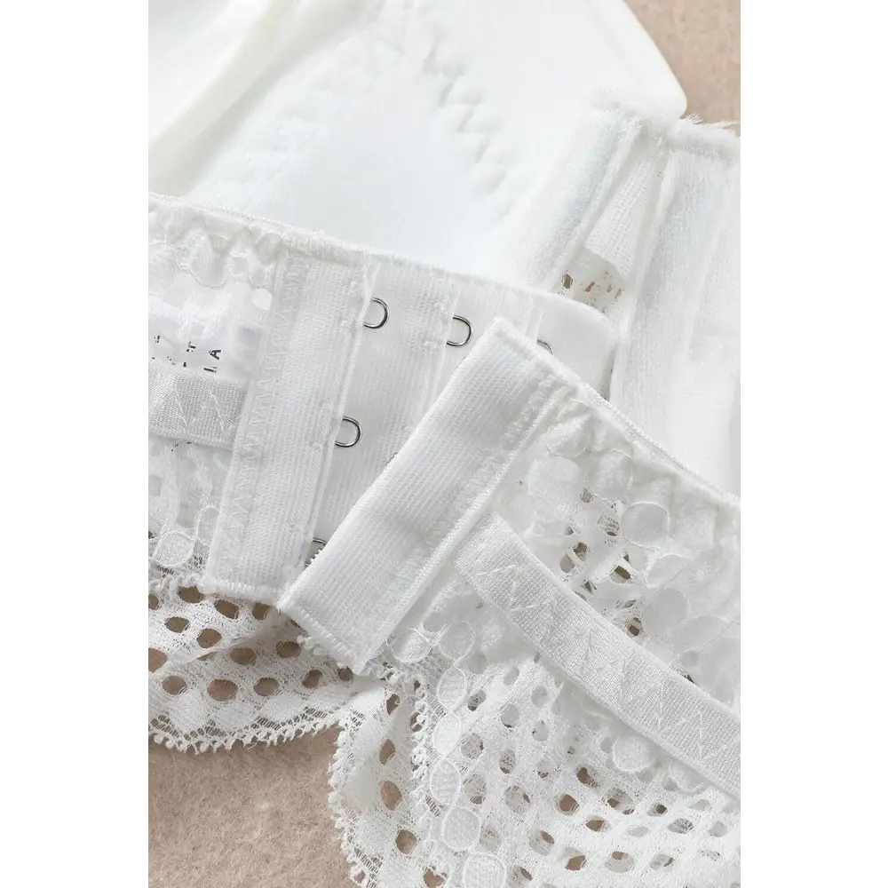 Dreamkue White Lace Trim Spaghetti Strap Bralette