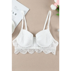 Dreamkue White Lace Trim Spaghetti Strap Bralette