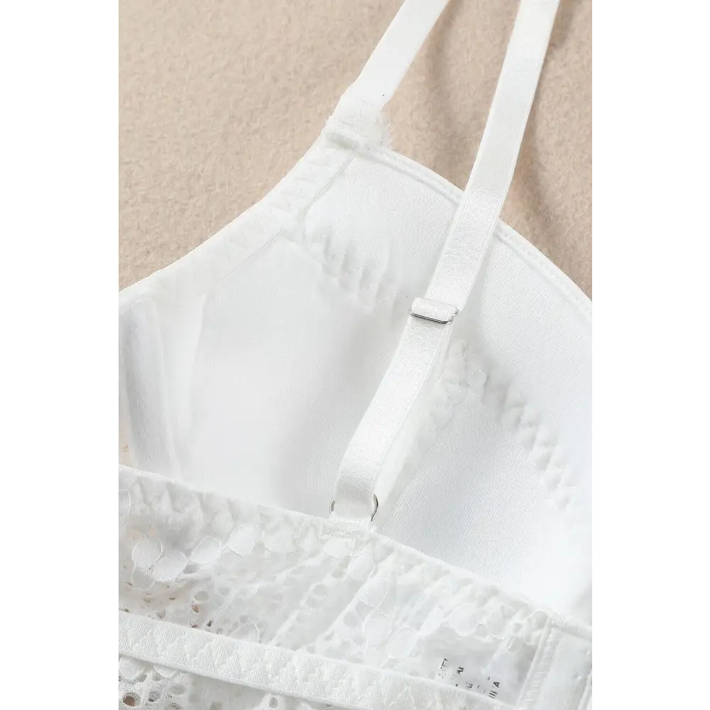 Dreamkue White Lace Trim Spaghetti Strap Bralette