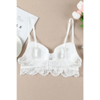Dreamkue White Lace Trim Spaghetti Strap Bralette