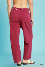 Wine Red Wide Leg Pants – High-Waisted, Drawstring & Effortless Style
