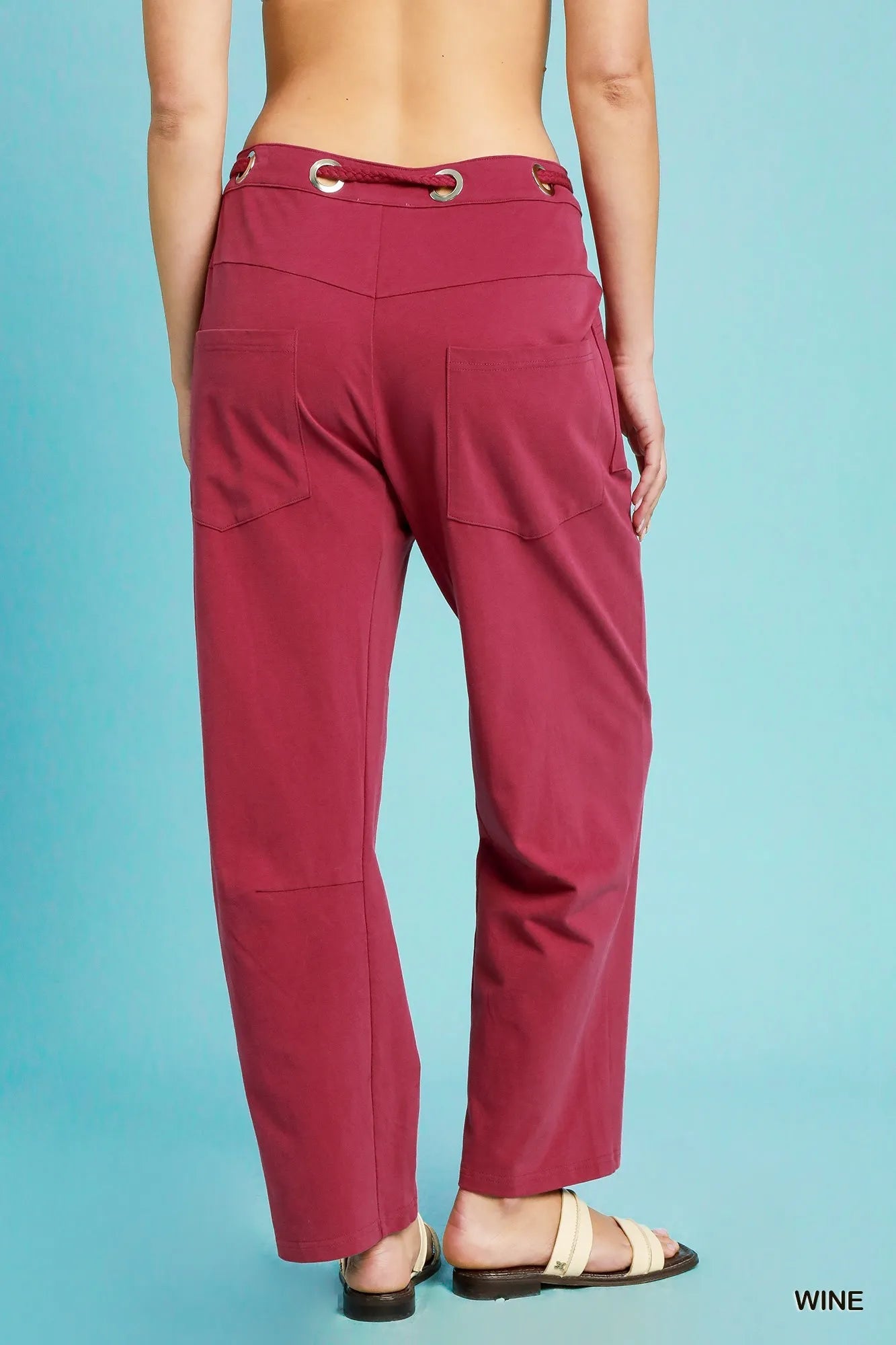 Wine Red Wide Leg Pants – High-Waisted, Drawstring & Effortless Style