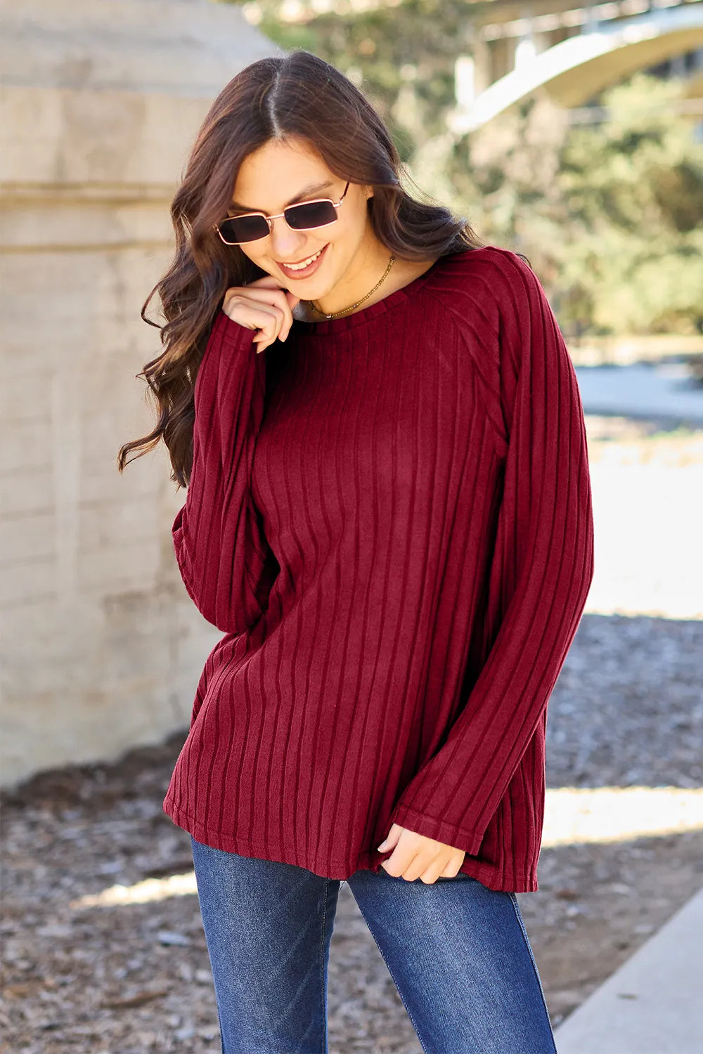 Ribbed Round Neck Knit Top – Cozy, Classic & Versatile