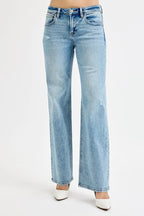 Dreamkue-Risen Women's Distressed Low Rise Boyfriend Jeans Ankle Cut, Casual Denim Pants