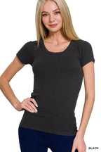 Zenana Ribbed Round Neck Short Sleeve T-Shirt – Soft, Stretchy Daily Basic