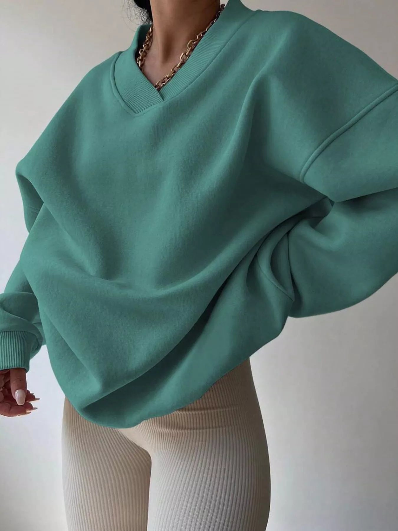 Dropped Shoulder Long Sleeve Oversized Sweatshirt – Cozy Casual Fit