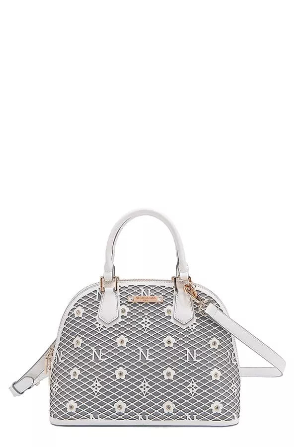 Nicole Lee USA Gracie Dome Satchel – Sleek, Rhinestone-Detail Handbag