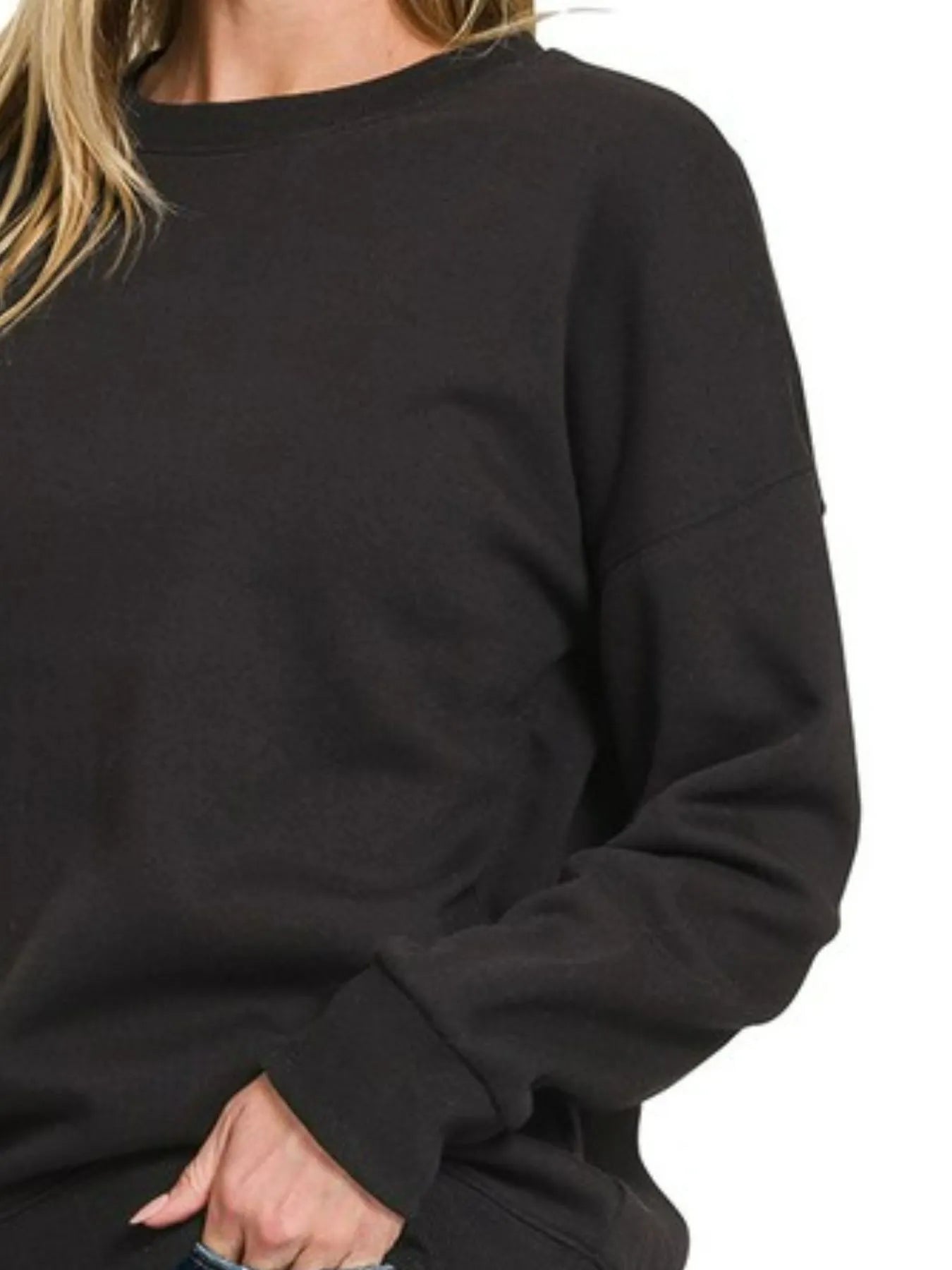 Fleece Drop Shoulder Sweatshirt Cozy Relaxed Effortlessly Stylish