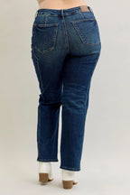 Judy Blue Women's Full Length High Waist Seam Detail Straight Leg Jeans