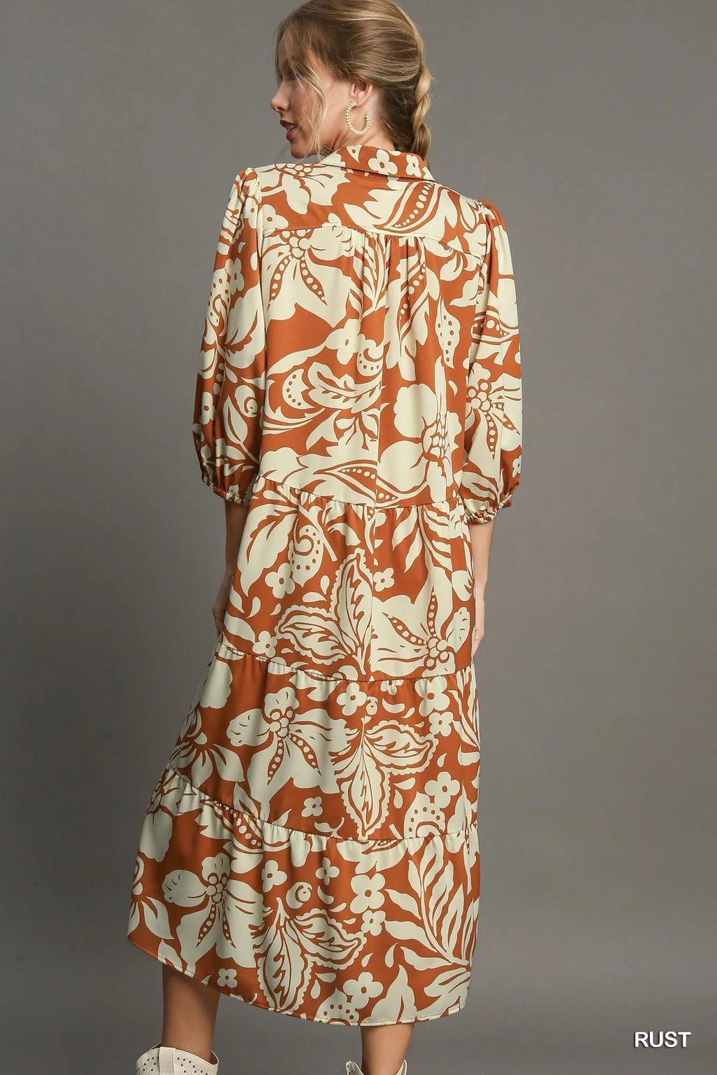 Floral Tiered Midi Shirt Dress – Feminine, Flowy & Chic Style