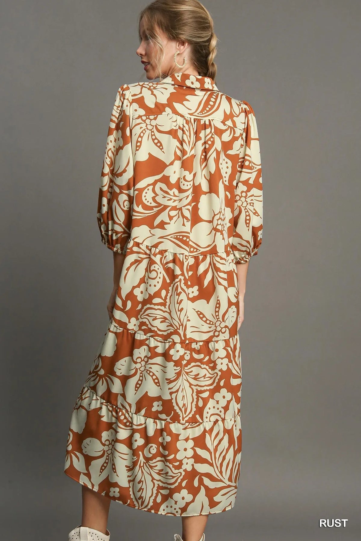 Floral Tiered Midi Shirt Dress – Feminine, Flowy & Chic Style