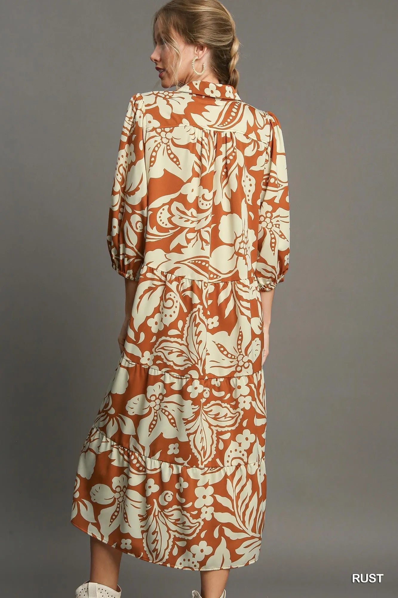 Floral Tiered Midi Shirt Dress – Feminine, Flowy & Chic Style