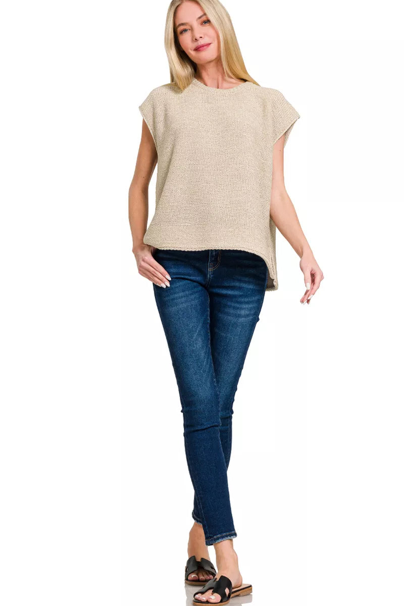 Zenana Oversized Crew Neck Sweater Vest – Trendy Layering Piece