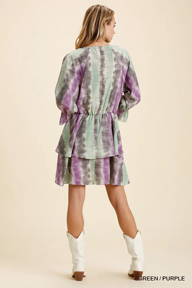 Tie Dye Ruffled Layered Dress with Elastic Waist Flowy & Fun Summer Style