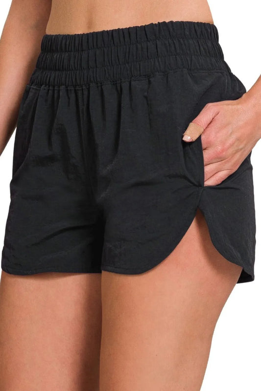 Windbreaker Running Shorts – Smocked Waist, Sporty & Breathable