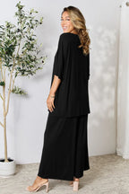 Chic Round Neck Slit Top & Pants Set – Stylish, Comfy & Versatile