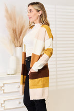 Color-Block Dropped Shoulder Cardigan – Cozy, Trendy & Eye-Catching