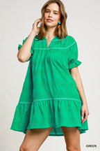 Heart Print Babydoll Dress – Ruffle Sleeves & Sweet Feminine Style