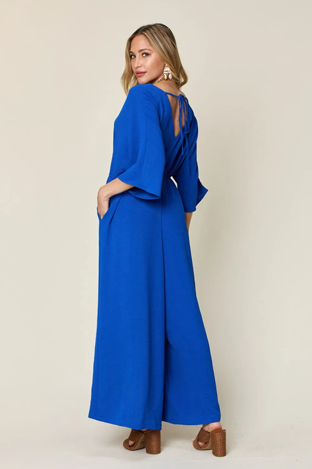 Surplice Wide Leg Jumpsuit with Pockets – Flattering, Chic & Comfy
