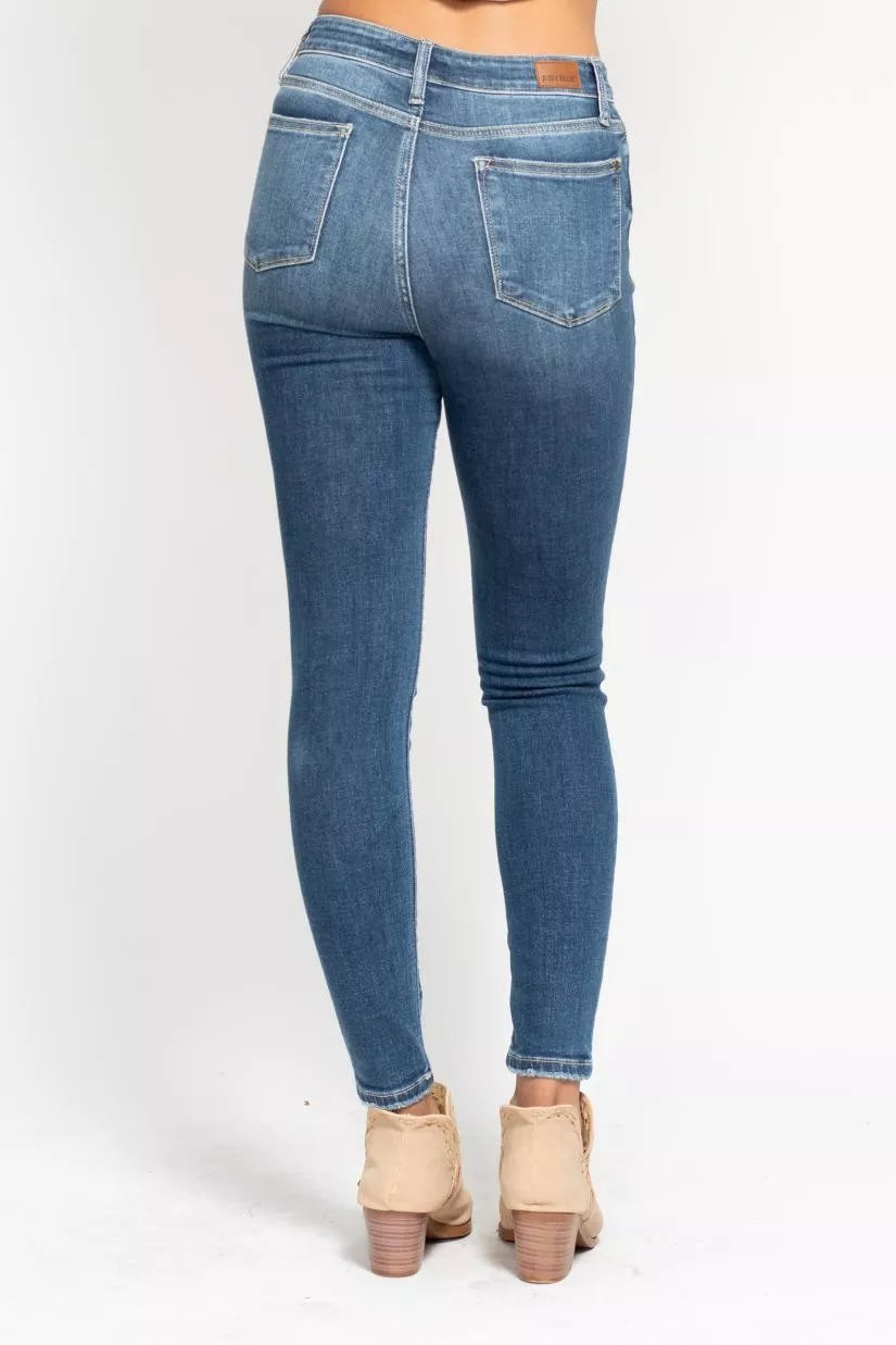 Judy Blue High Rise Button Fly Skinny Jeans – Flattering Trendy Fit