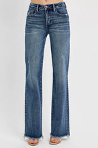 Tummy Control High Rise Long Straight Jeans – Slimming Classic Fit