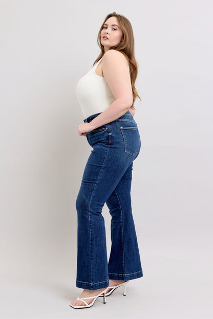 Judy Blue Women's High Rise Flare Jeans with Pockets Plus Size