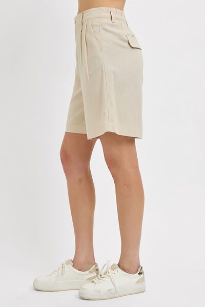 Risen High Rise Pleated Front Shorts