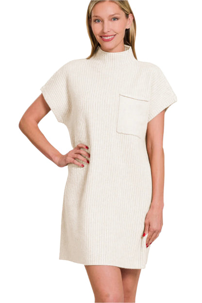 Zenana Short Sleeve Sweater Mini Dress