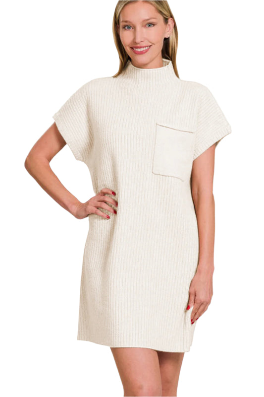 Zenana Short Sleeve Sweater Mini Dress