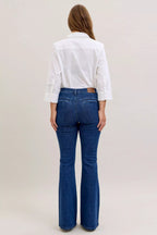 Judy Blue High Waist Flare Jeans – Retro Style with Patch Pockets