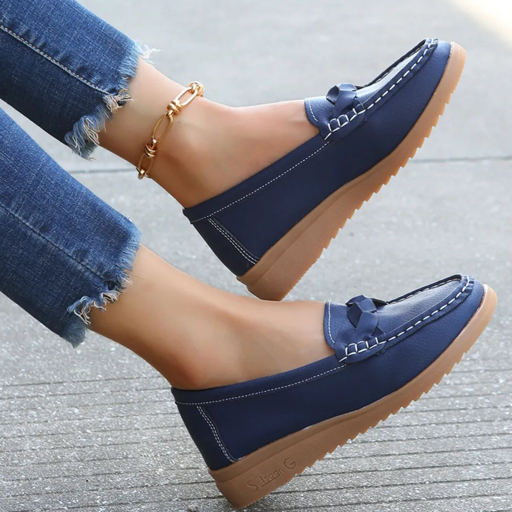 Weave Wedge Heeled Loafers – Comfortable Chic Everyday Shoes