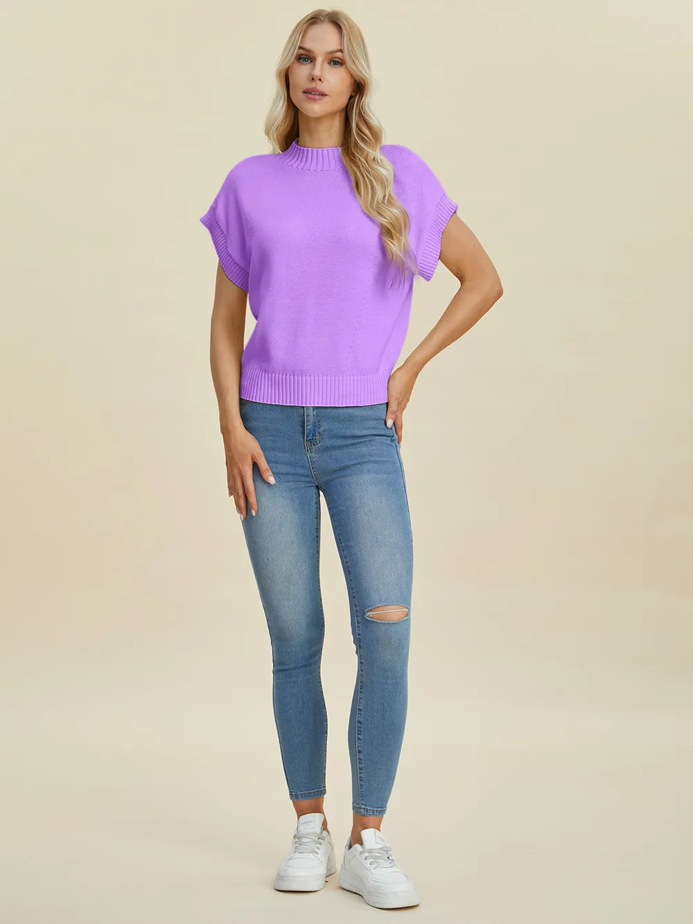 Mock Neck Short Sleeve Sweater – Chic, Cozy & Versatile