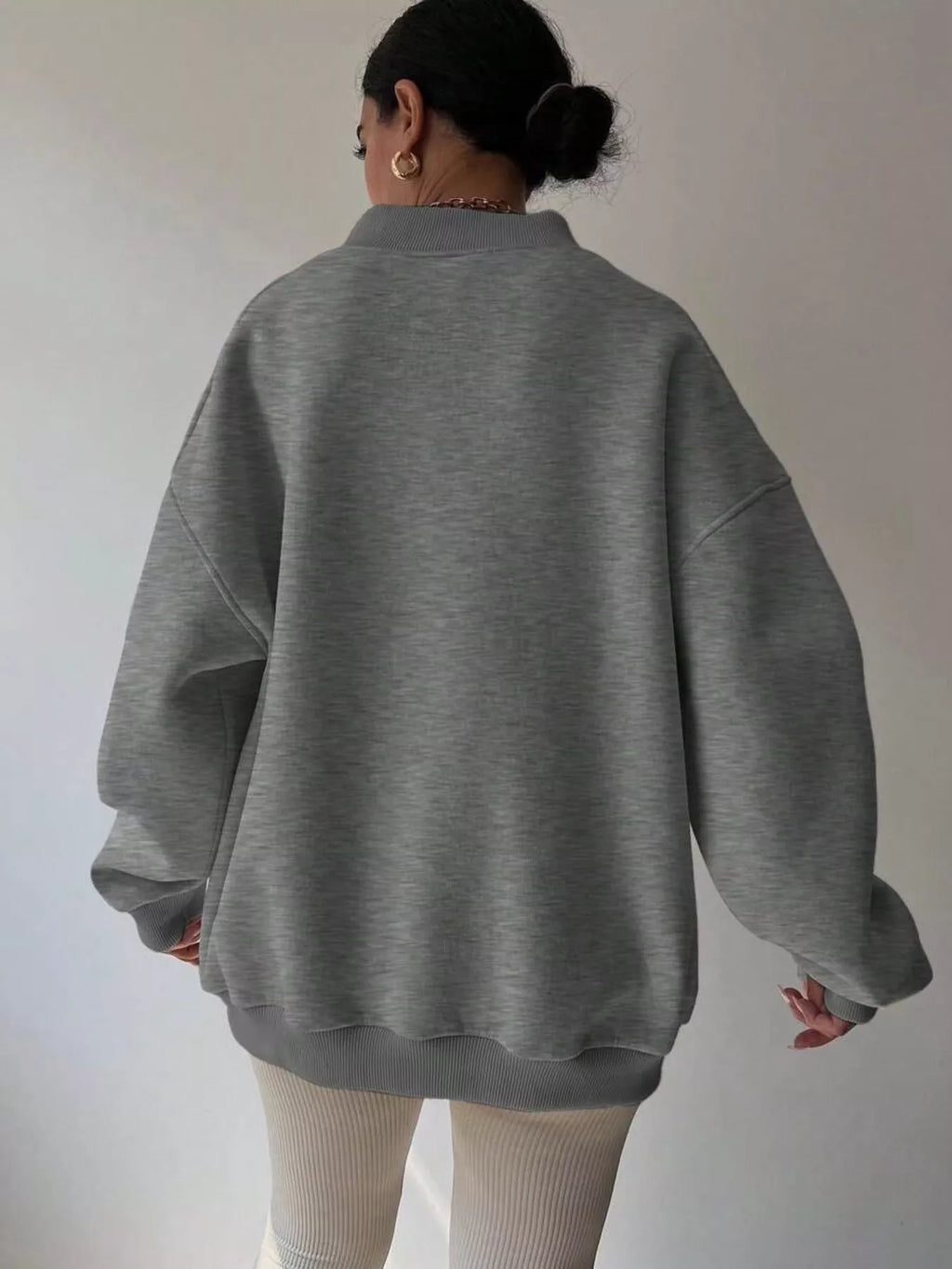Dropped Shoulder Long Sleeve Oversized Sweatshirt – Cozy Casual Fit