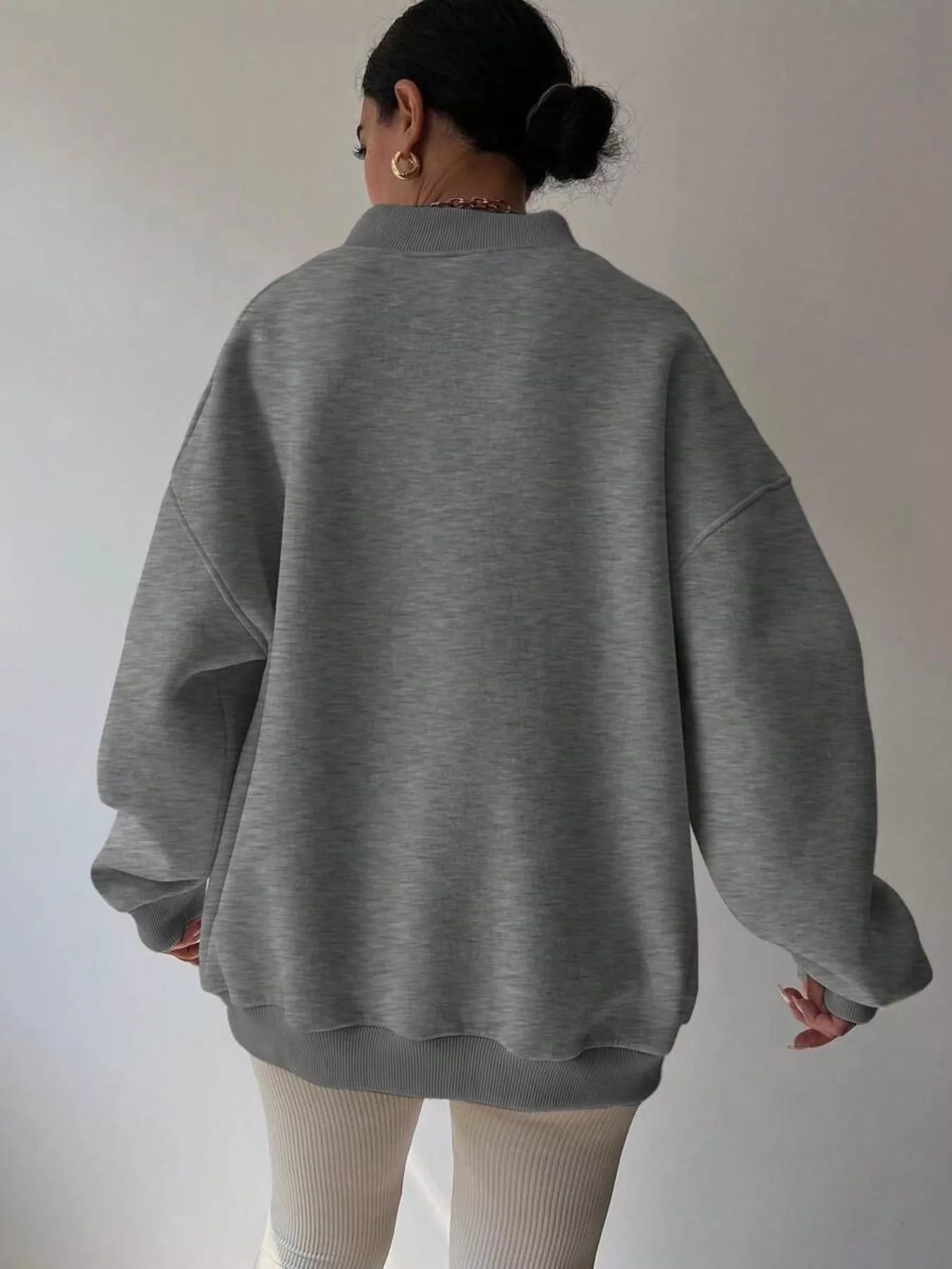 Dropped Shoulder Long Sleeve Oversized Sweatshirt – Cozy Casual Fit