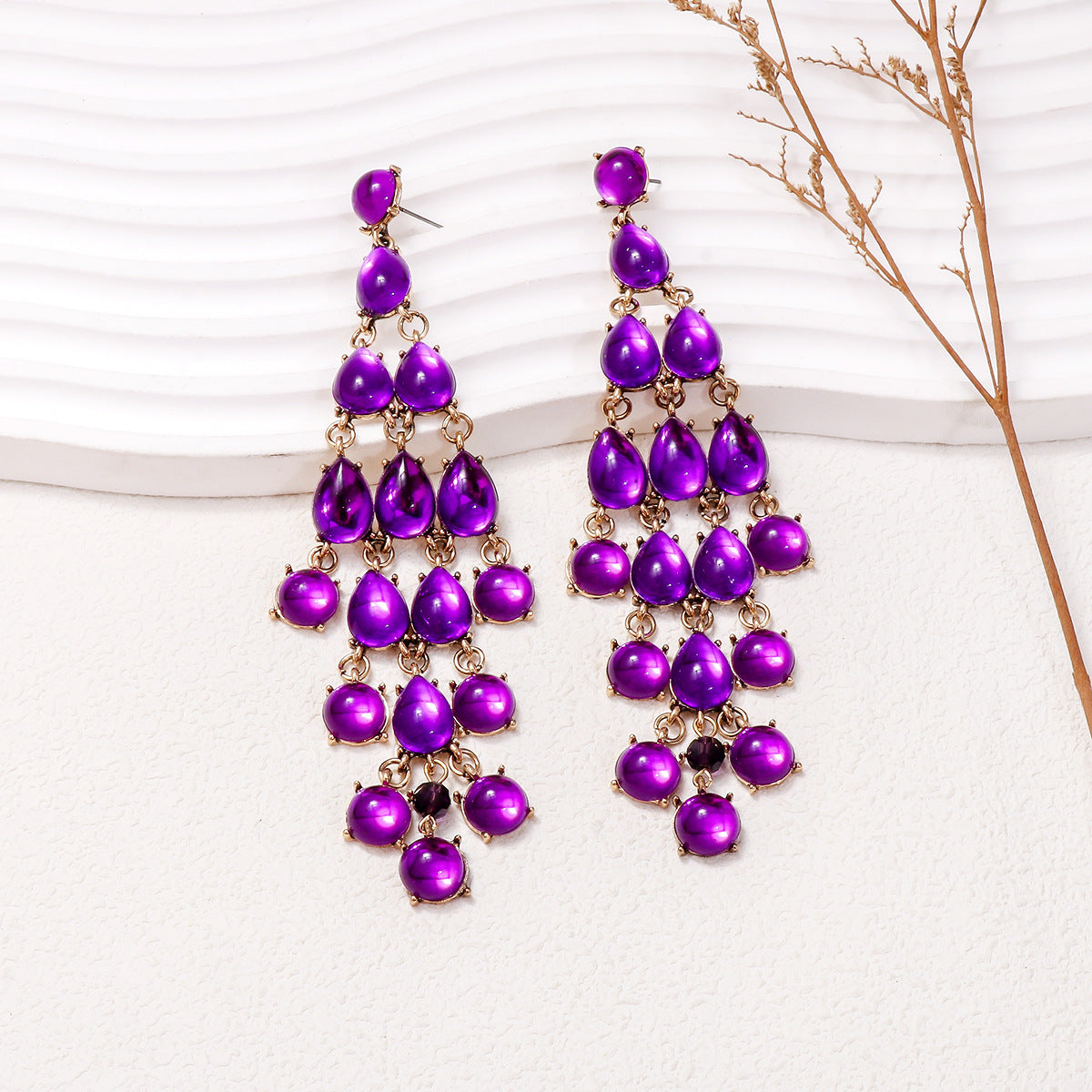 Alloy & Rhinestone Teardrop Earrings – Elegant Sparkling Jewelry