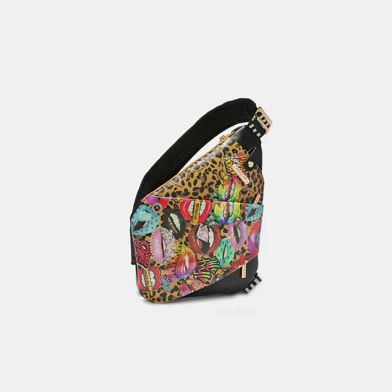 Nicole Lee Vegan Leather Leopard & Lip Crossbody – Bold, Chic & Compact