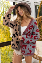 Leopard Color Block Button-Down Cardigan – Trendy & Cozy Layer
