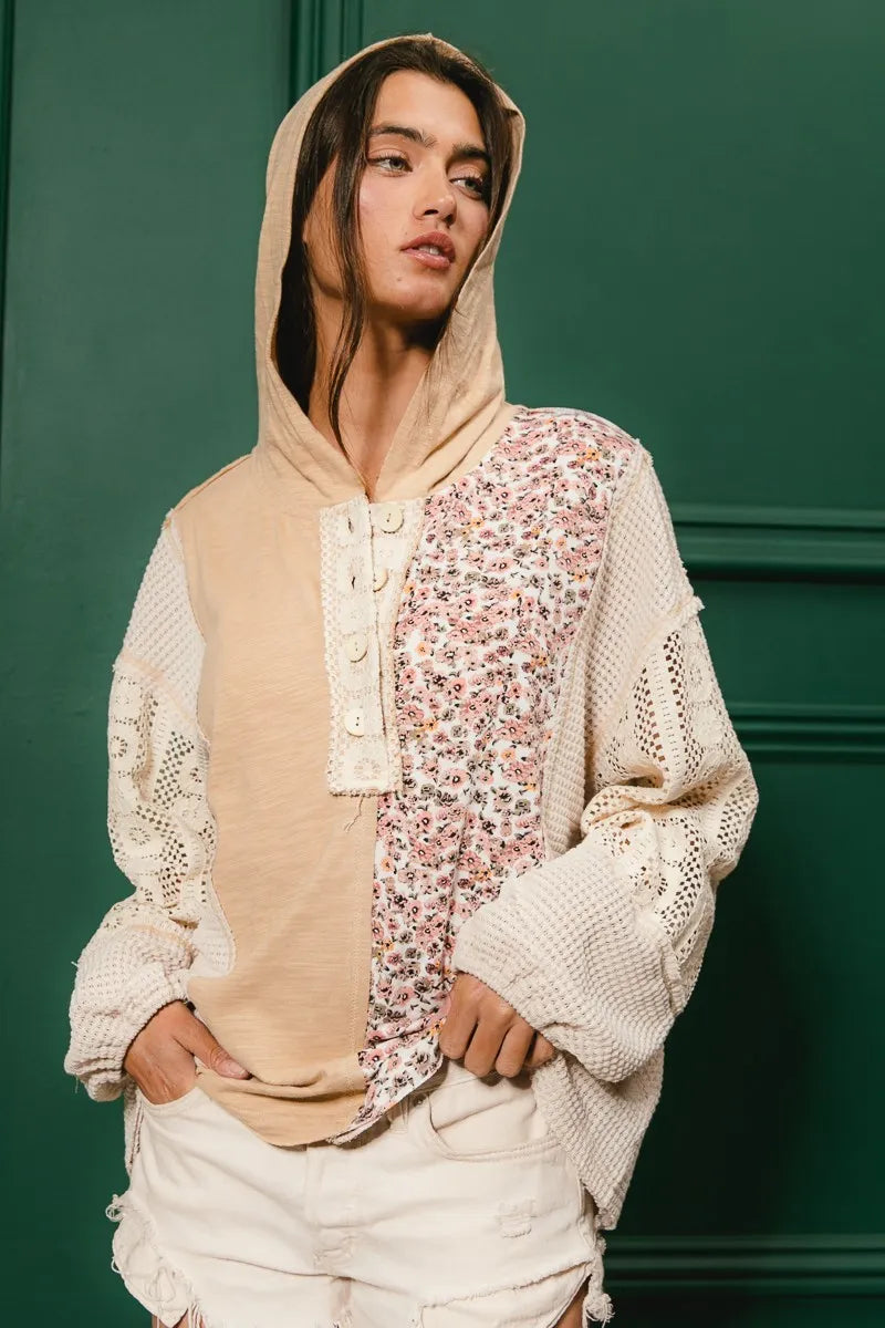 ace Combo Slub Jersey Hoodie – Buttoned, Chic & Casual Comfort