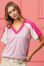 ord Rib Combo V-Neck Jersey Knit Top | Chic Women’s Casual Layering Shirt