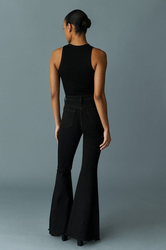 Rodeo Bell Bottom Jeans – Bold Black & Pink Western Chic Style