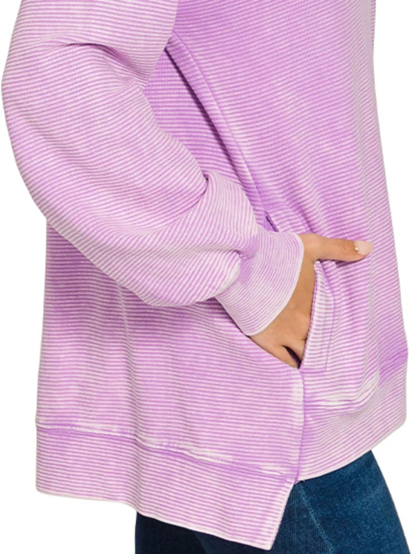 Zenana Acid Washed Hi-Low Sweatshirt – Double Ribbed, Cozy & Trendy Style